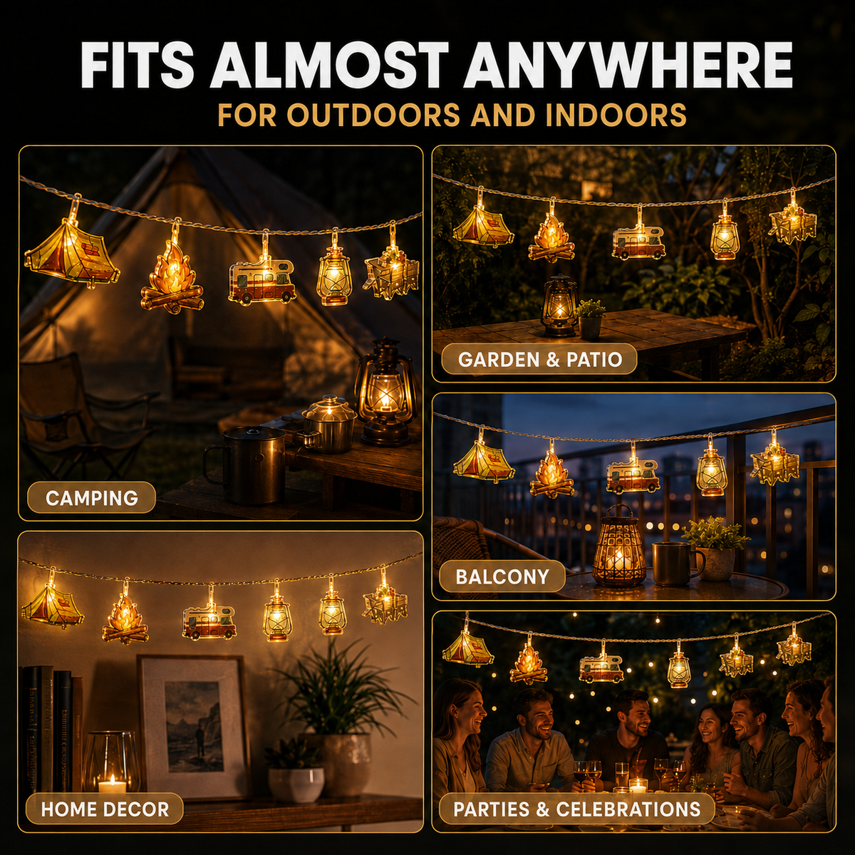 Warm White Battery Camping String Lights