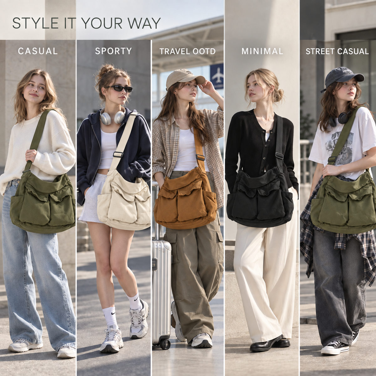 Canvas Messenger Shoulder Bag