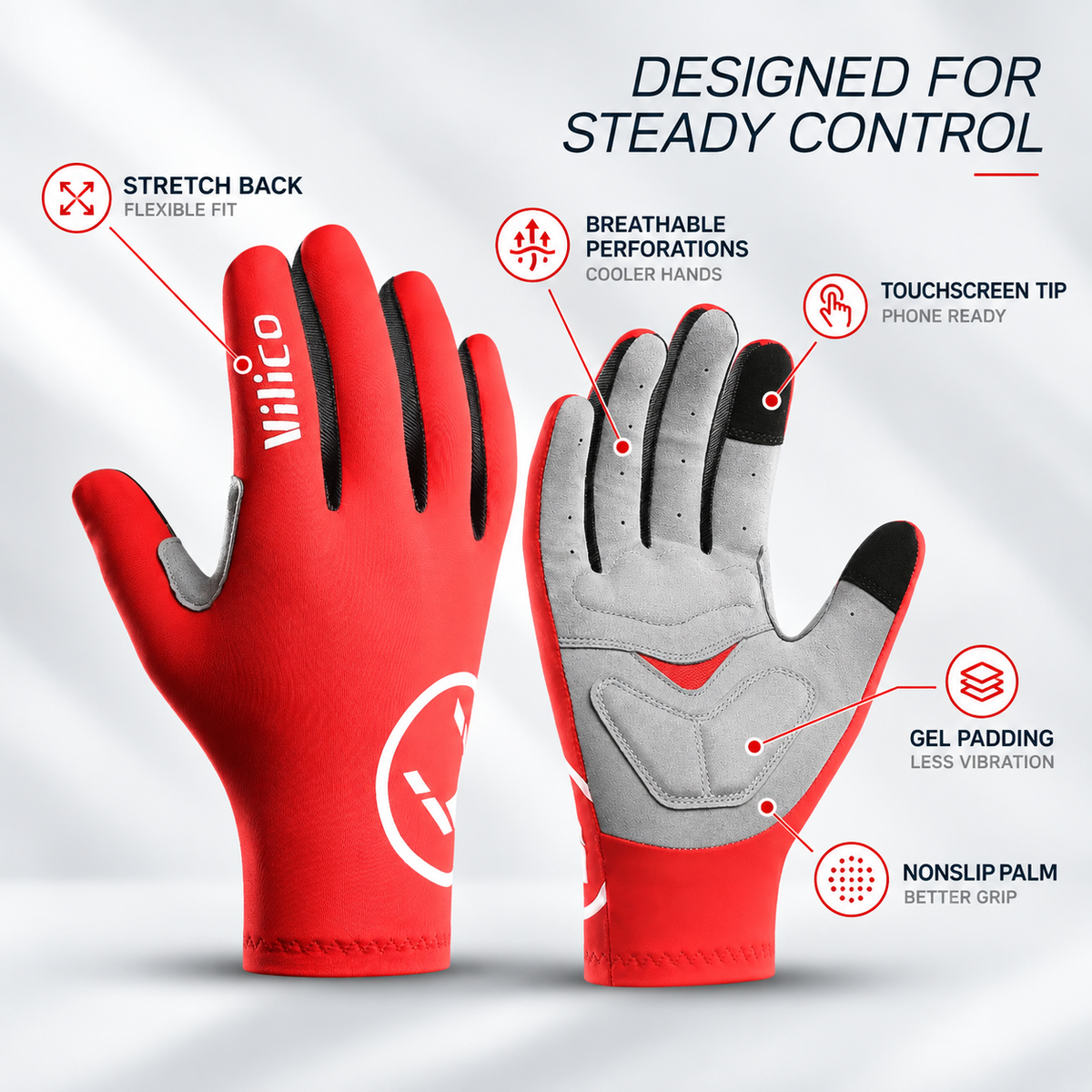 Touchscreen Gel Padded Cycling Gloves