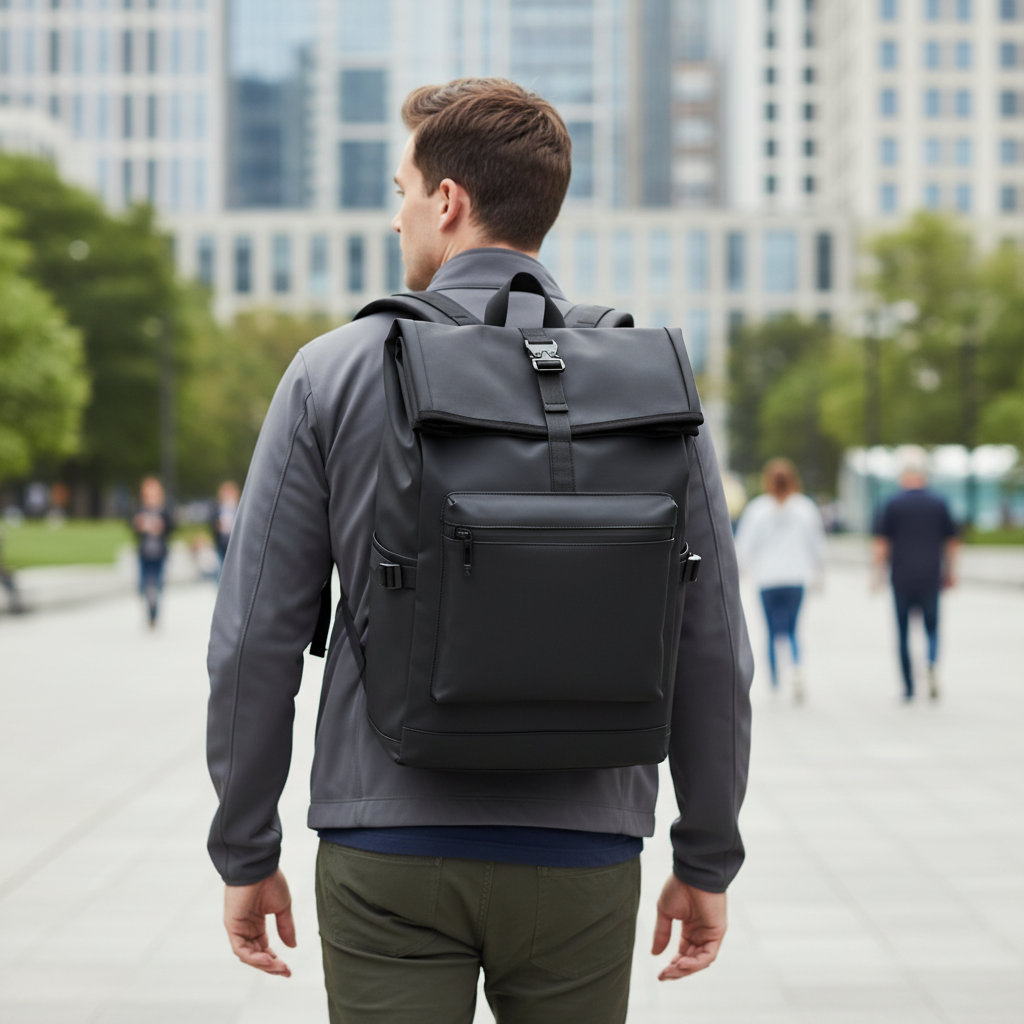Minimalist Roll-Top Commuter Backpack
