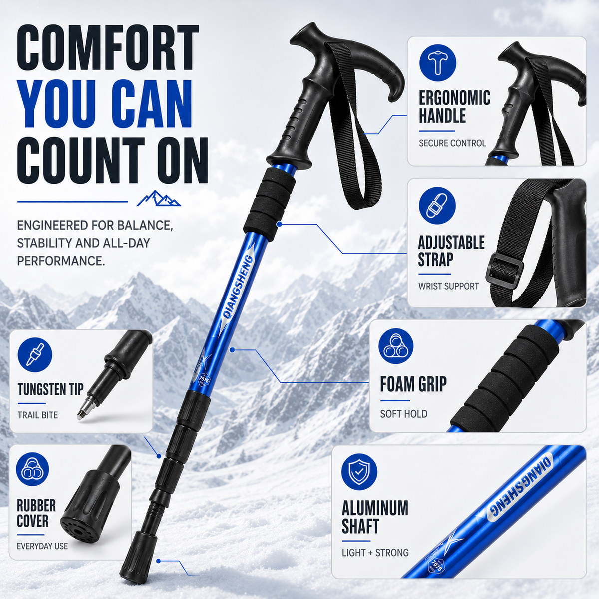 Compact Aluminum Telescopic Trekking Pole