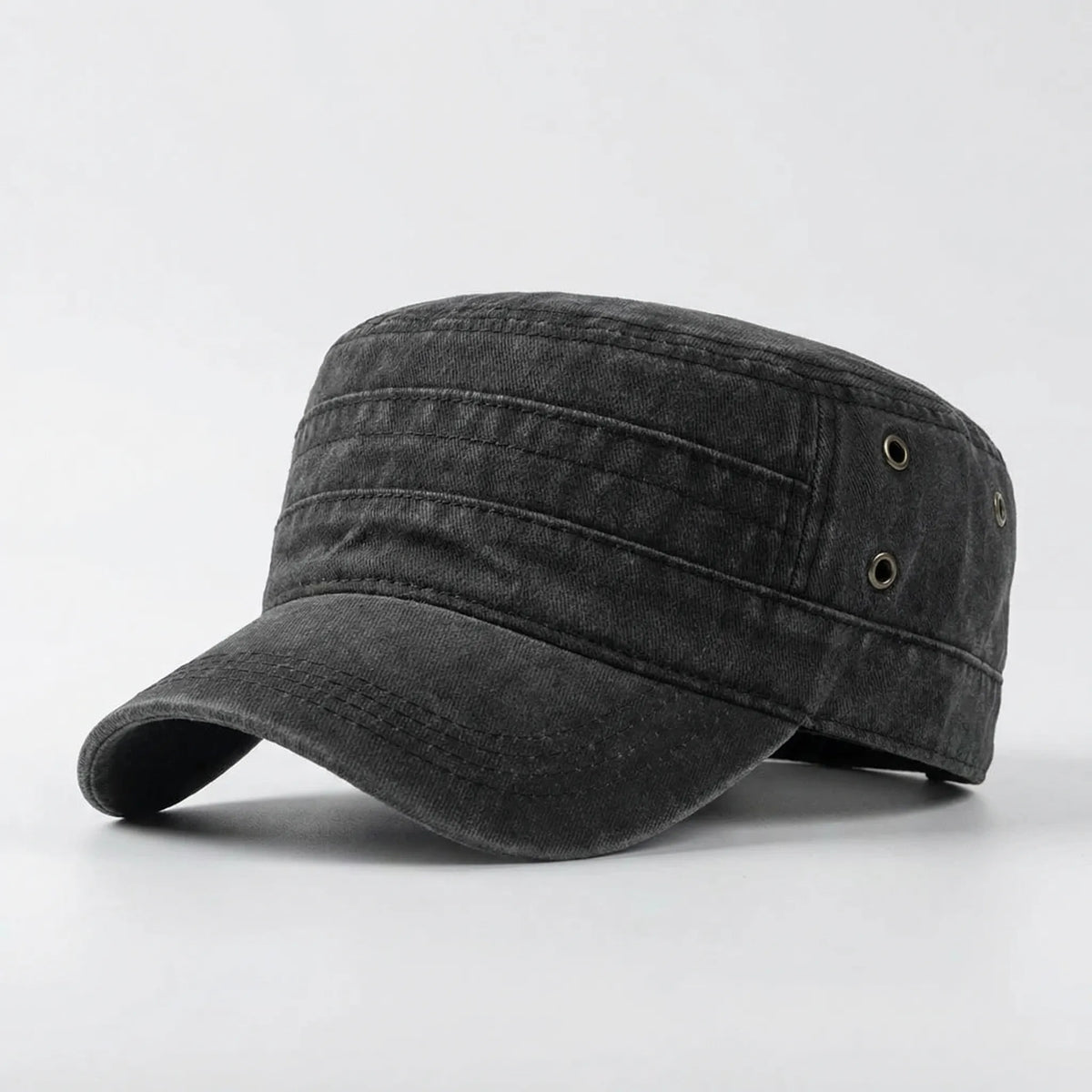 Washed Flat-Top Military Cap