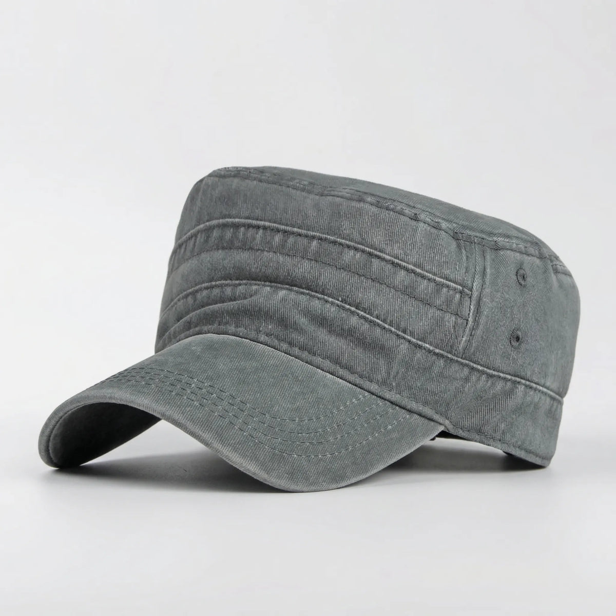 Washed Flat-Top Military Cap