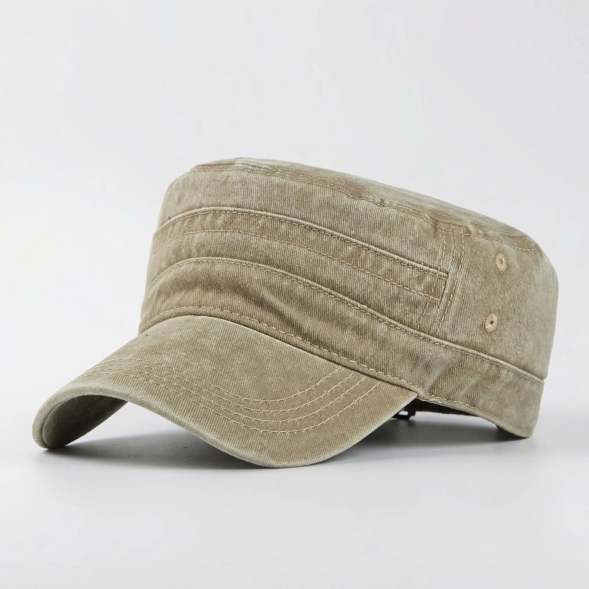 Washed Flat-Top Military Cap