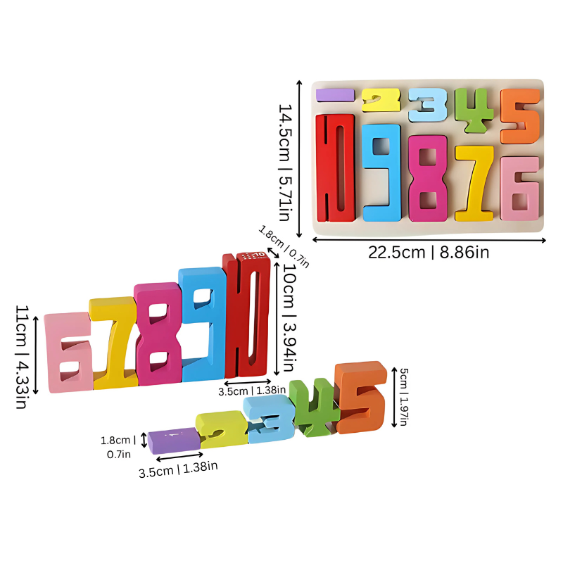 Kids Wooden Montessori Number Stacking Blocks