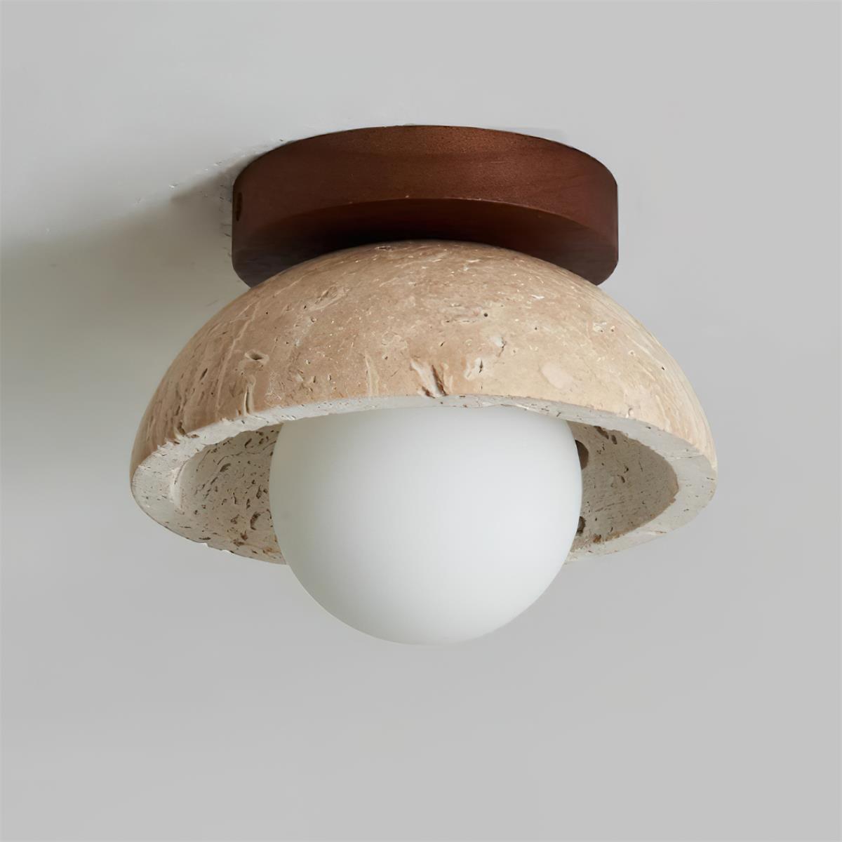 Organic Modern Travertine Glass Pendant Light