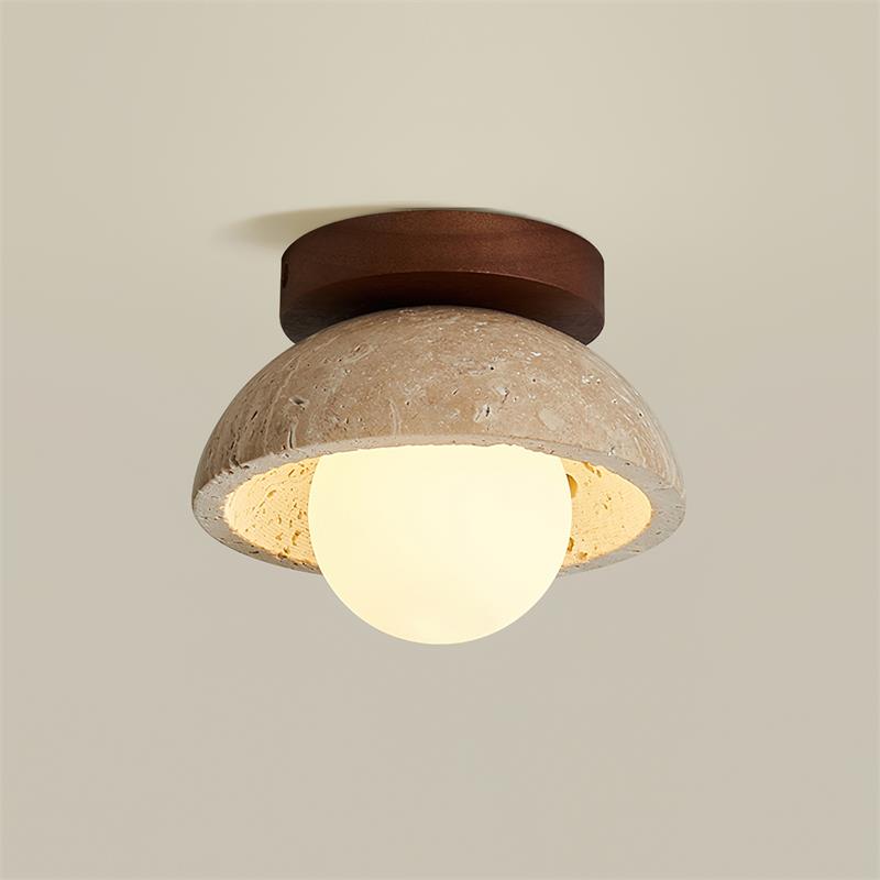 Organic Modern Travertine Glass Pendant Light