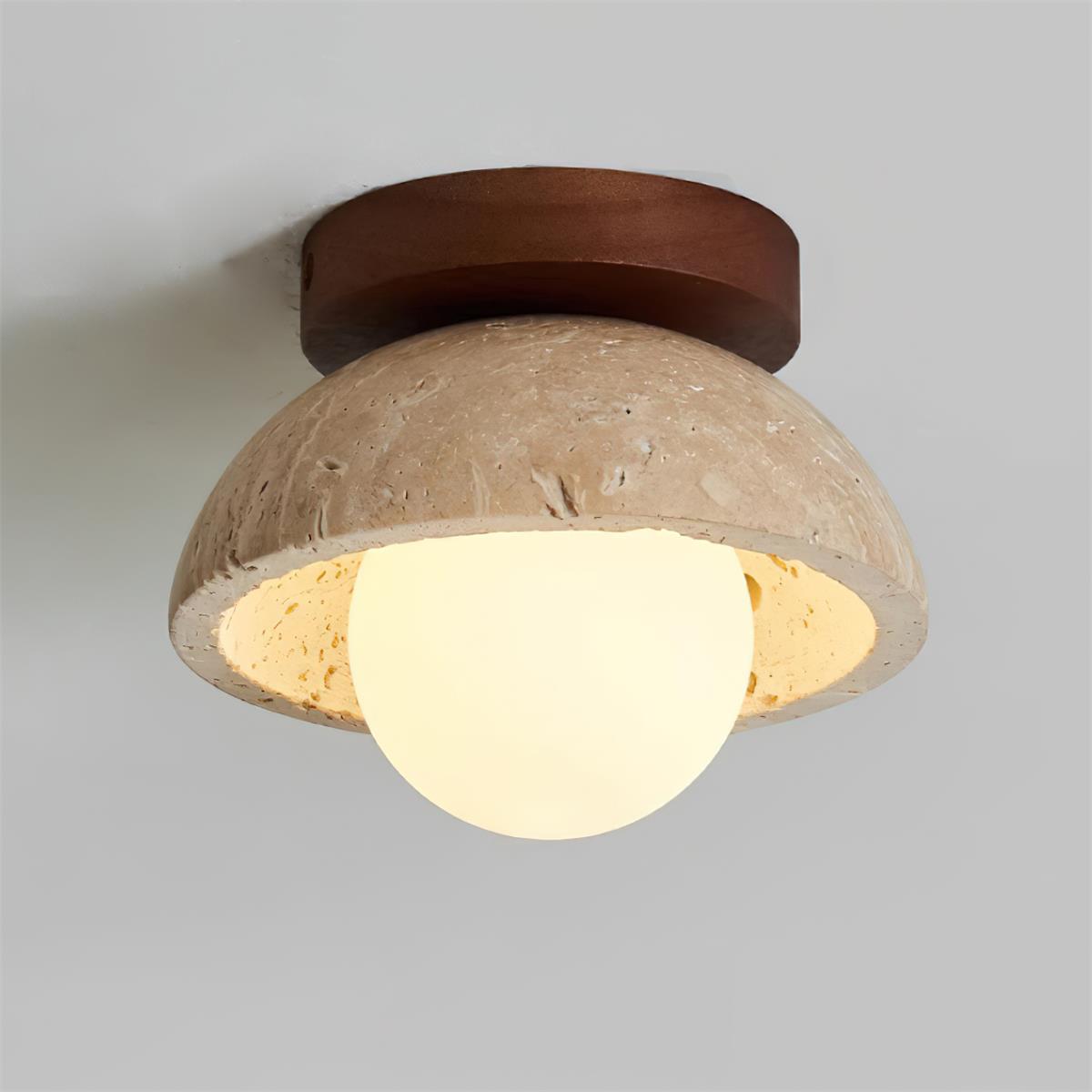 Organic Modern Travertine Glass Pendant Light