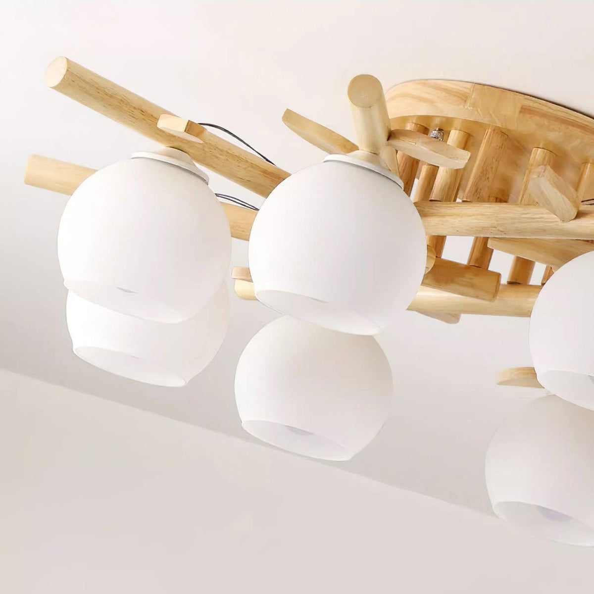 Organic Modern Wood Globe Ceiling Light