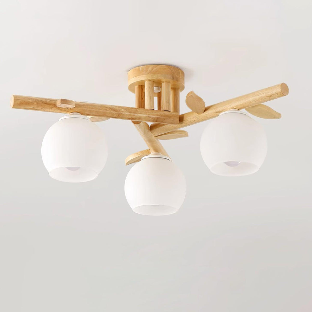 Organic Modern Wood Globe Ceiling Light