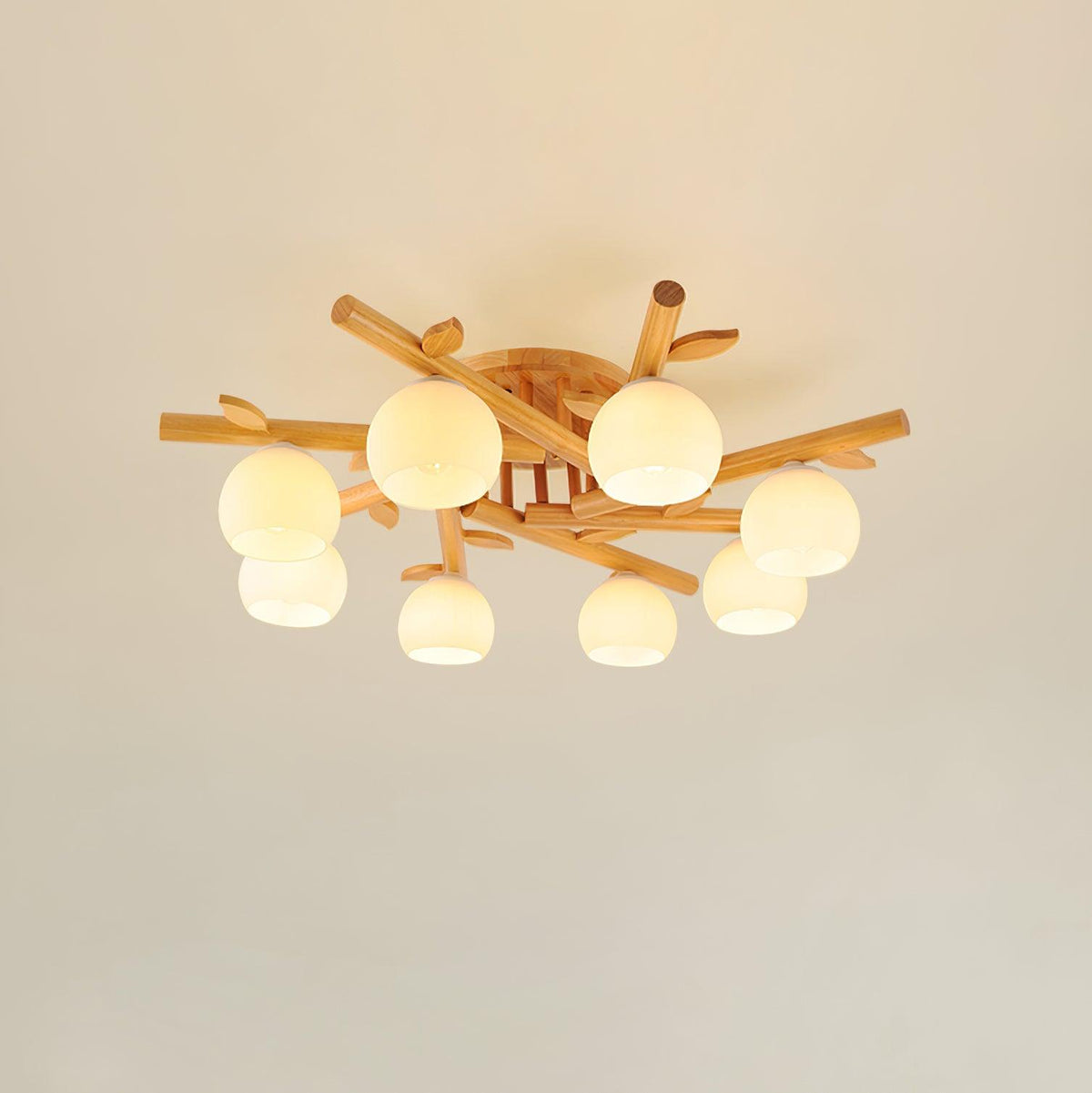 Organic Modern Wood Globe Ceiling Light