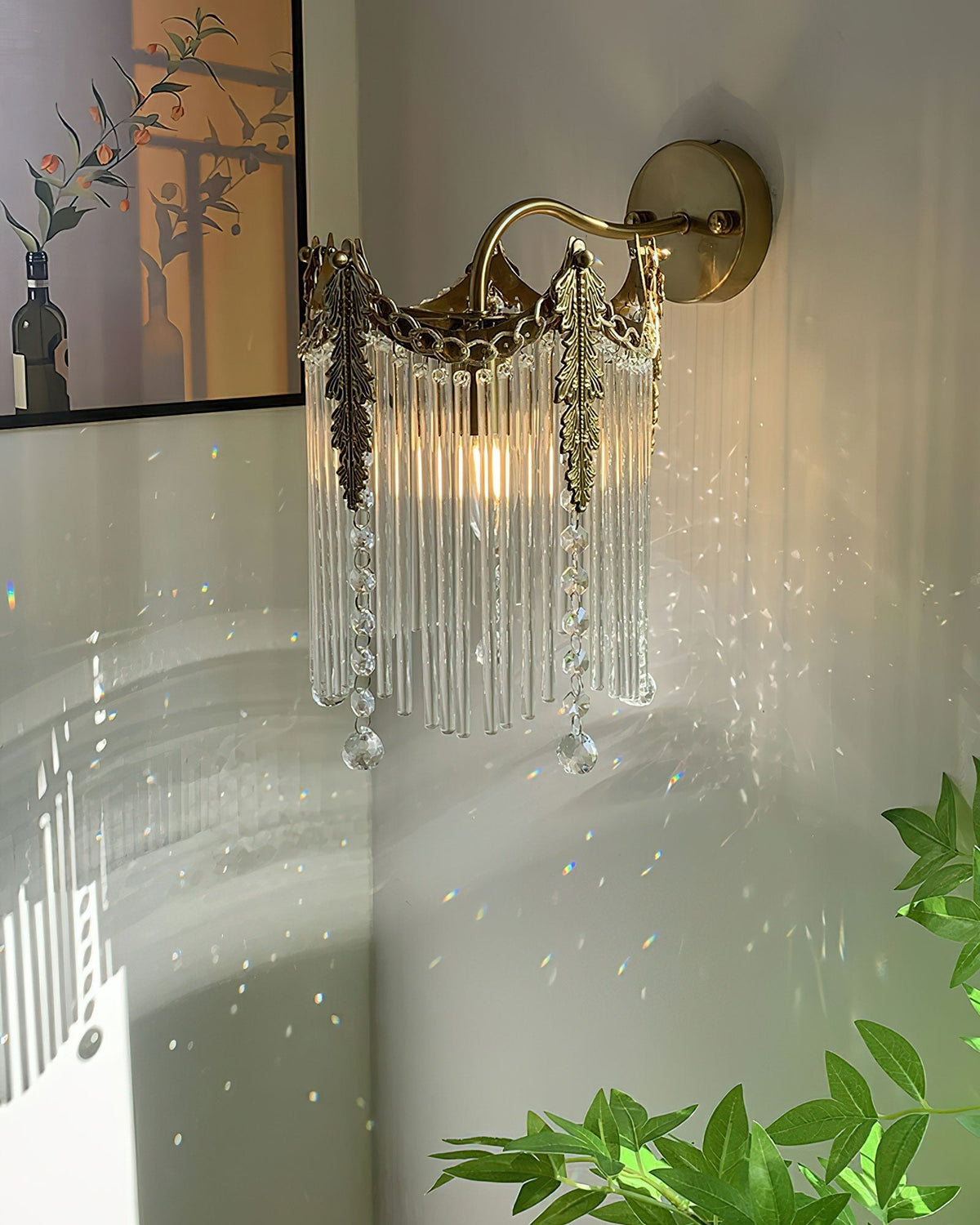 Glam Brass Cascading Glass Wall Sconce
