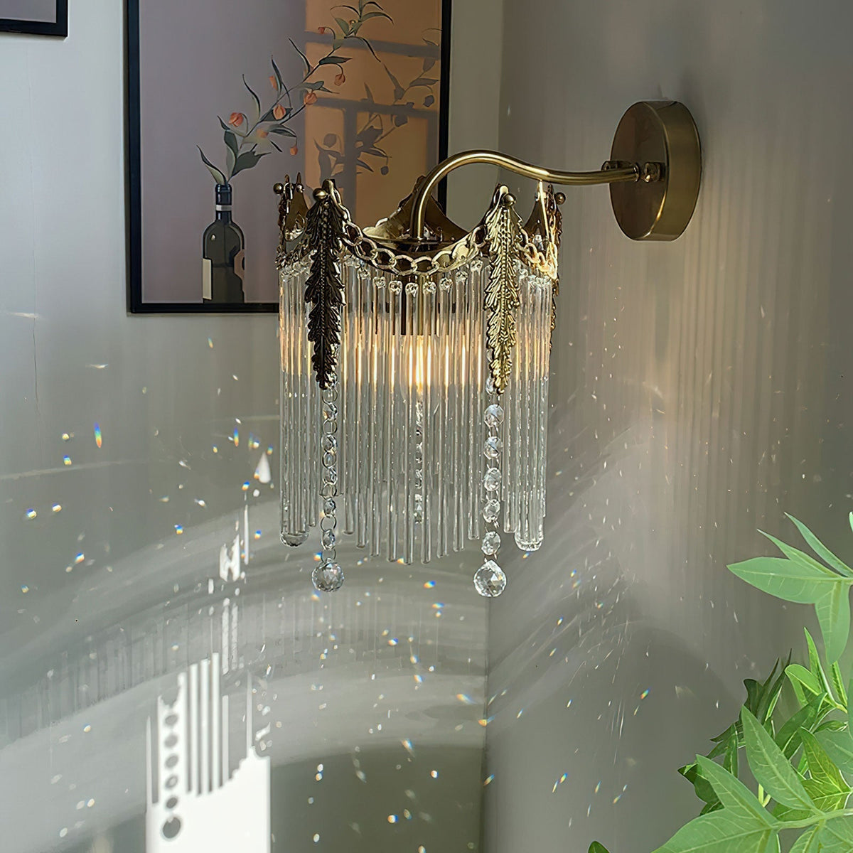 Glam Brass Cascading Glass Wall Sconce