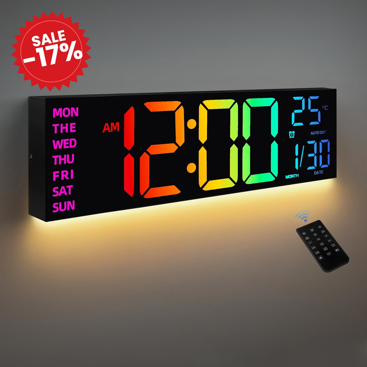 16-Inch RGB Digital Wall Clock - SALE -17%