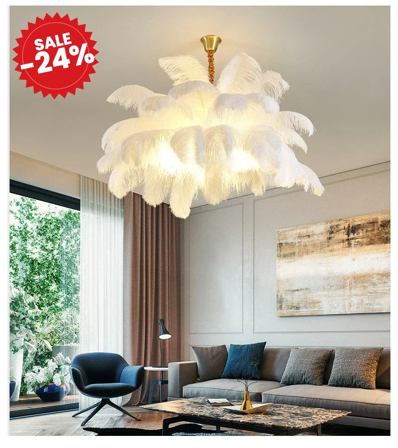 Boho Feather Pendant Chandelier - SALE -24%