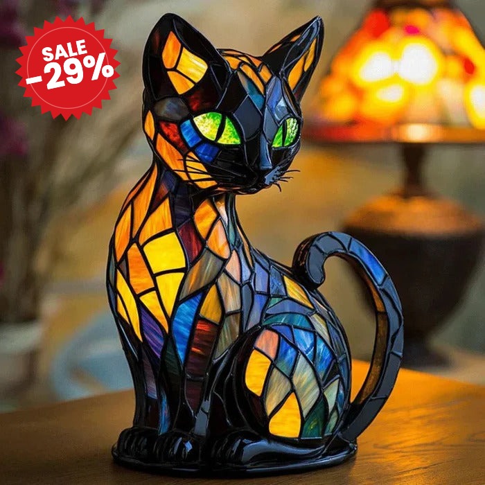 Stained Glass Cat Table Lamp - SALE -29%