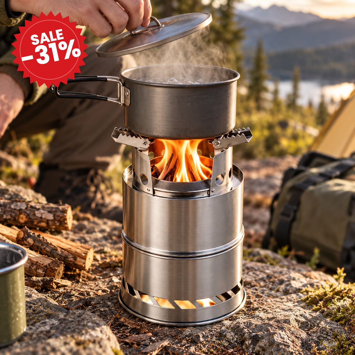 Portable Wood Burning Camp Stove - SALE -31%