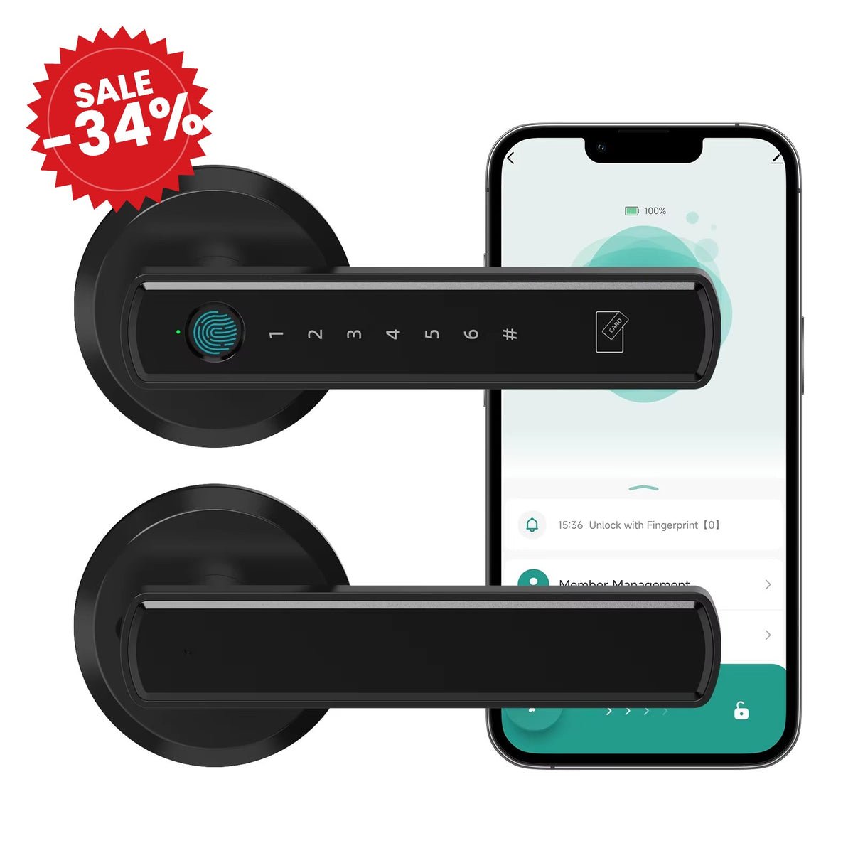 Keyless Entry Door Lock With Handle - SALE -34%