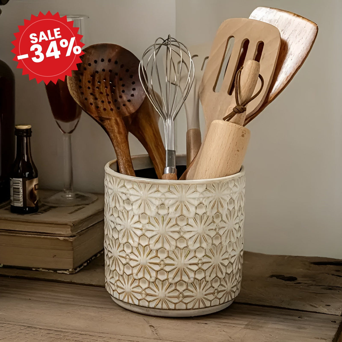 Bloom Craft Ceramic Utensil Holder - SALE -34%