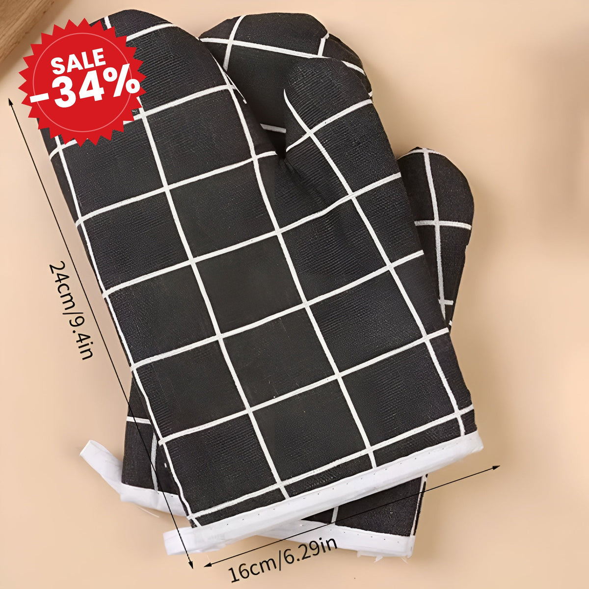 Heatproof Grid Pattern Kitchen Mitts - SALE -34%