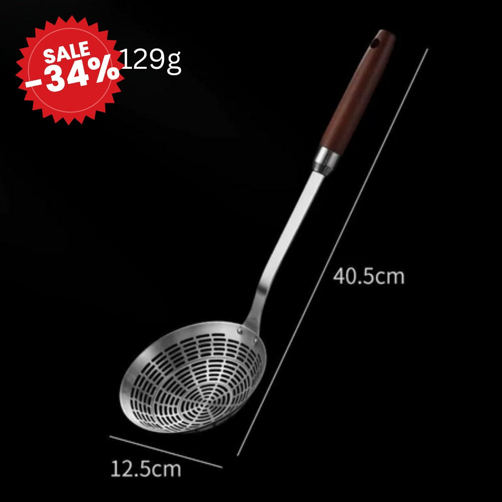 Stainless Steel Wooden Strainer Ladle - SALE -34%