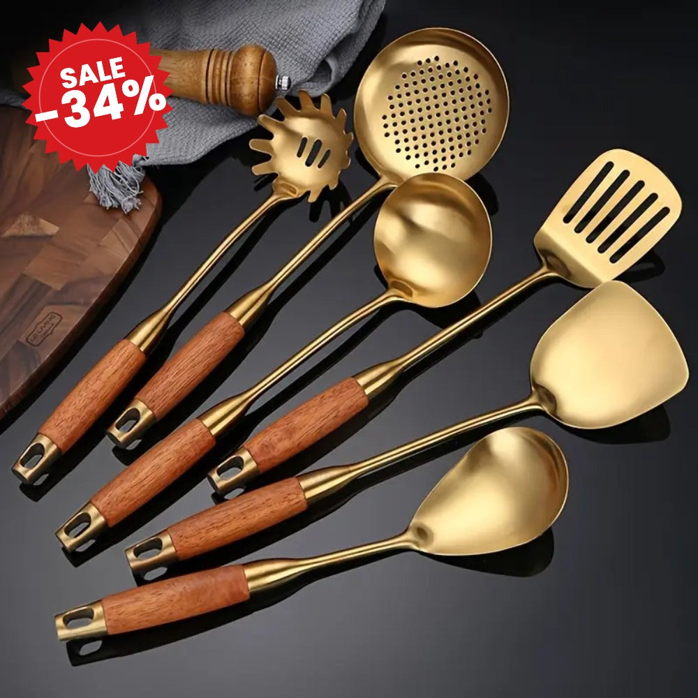 Chef’s Choice Golden Kitchen Utensils | 6pcs Set - SALE -34%