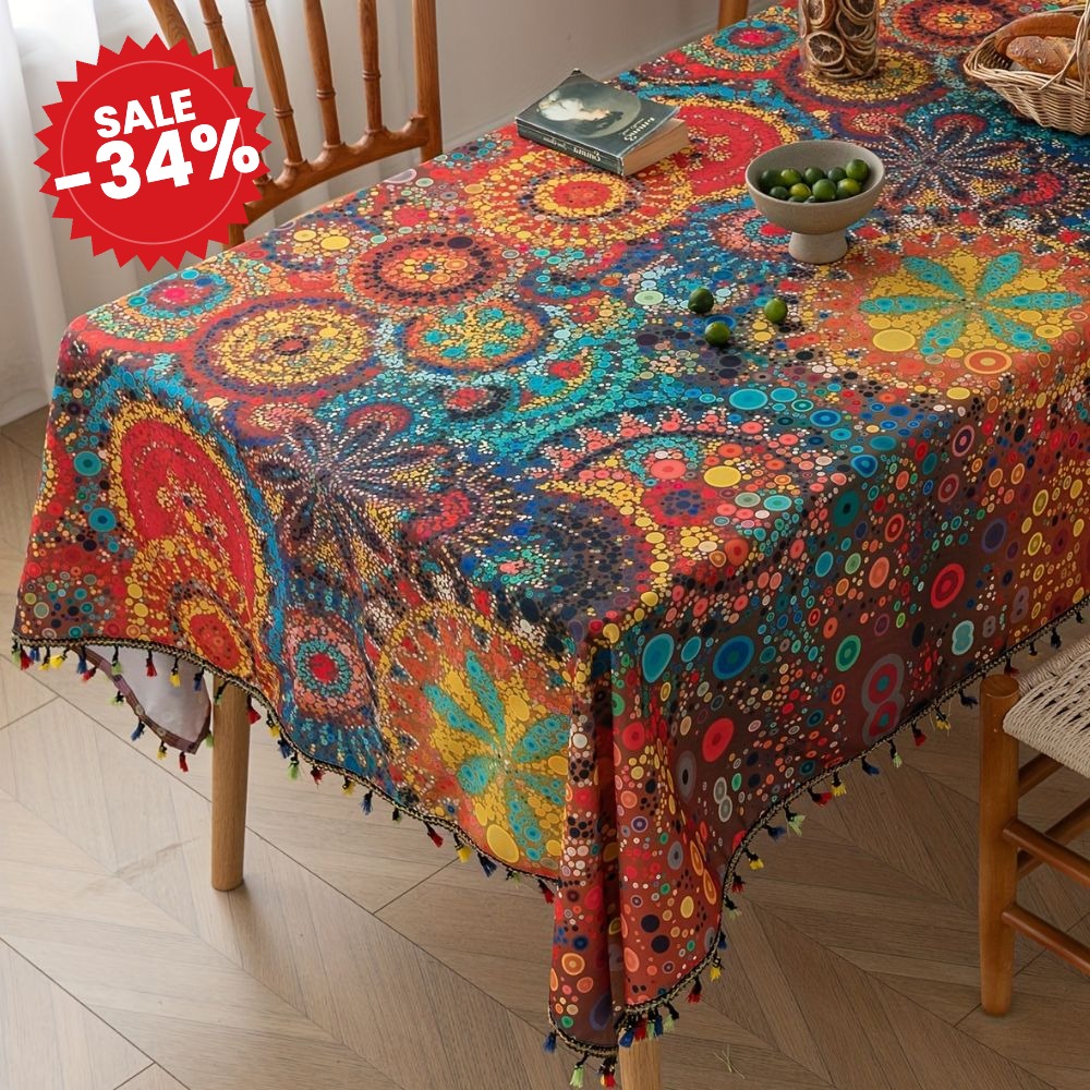 Hypno Bloom Tassel Tablecloth - SALE -34%