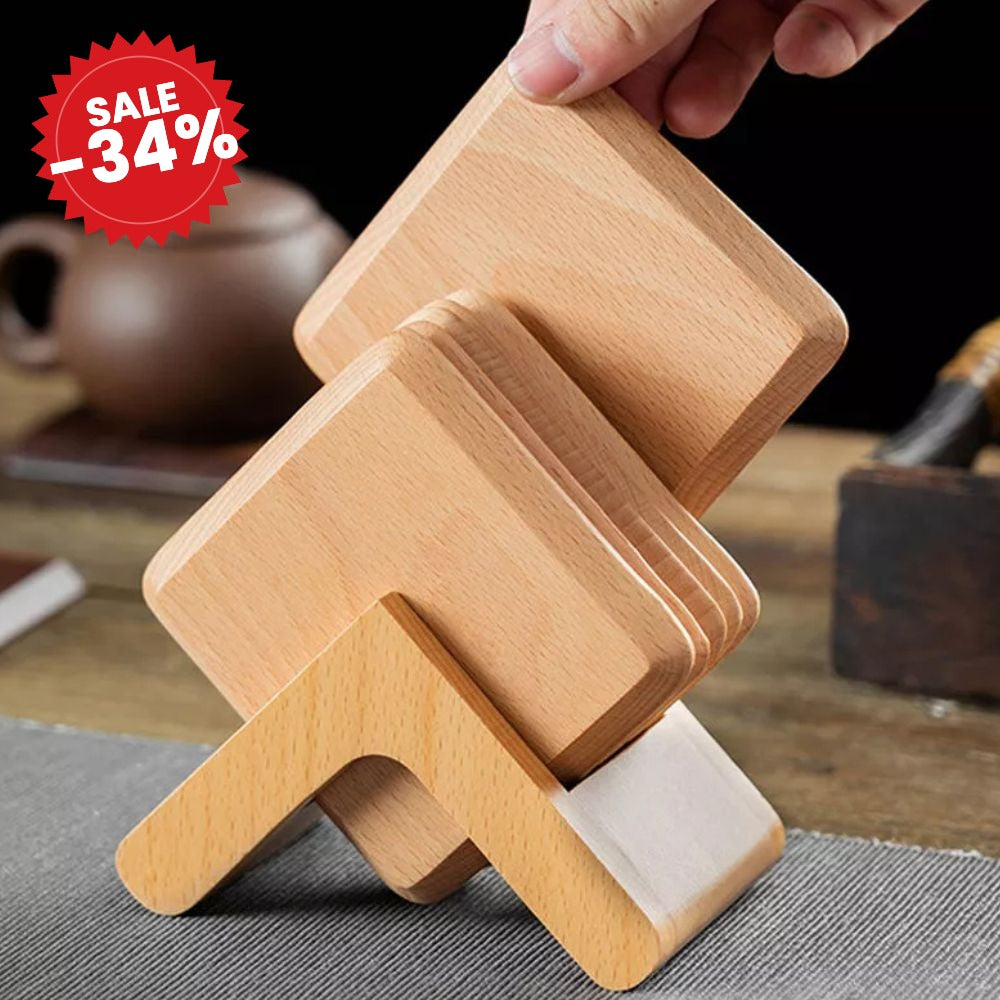 Sleek Stack Wooden Coaster Set | 6pcs - SALE -34%