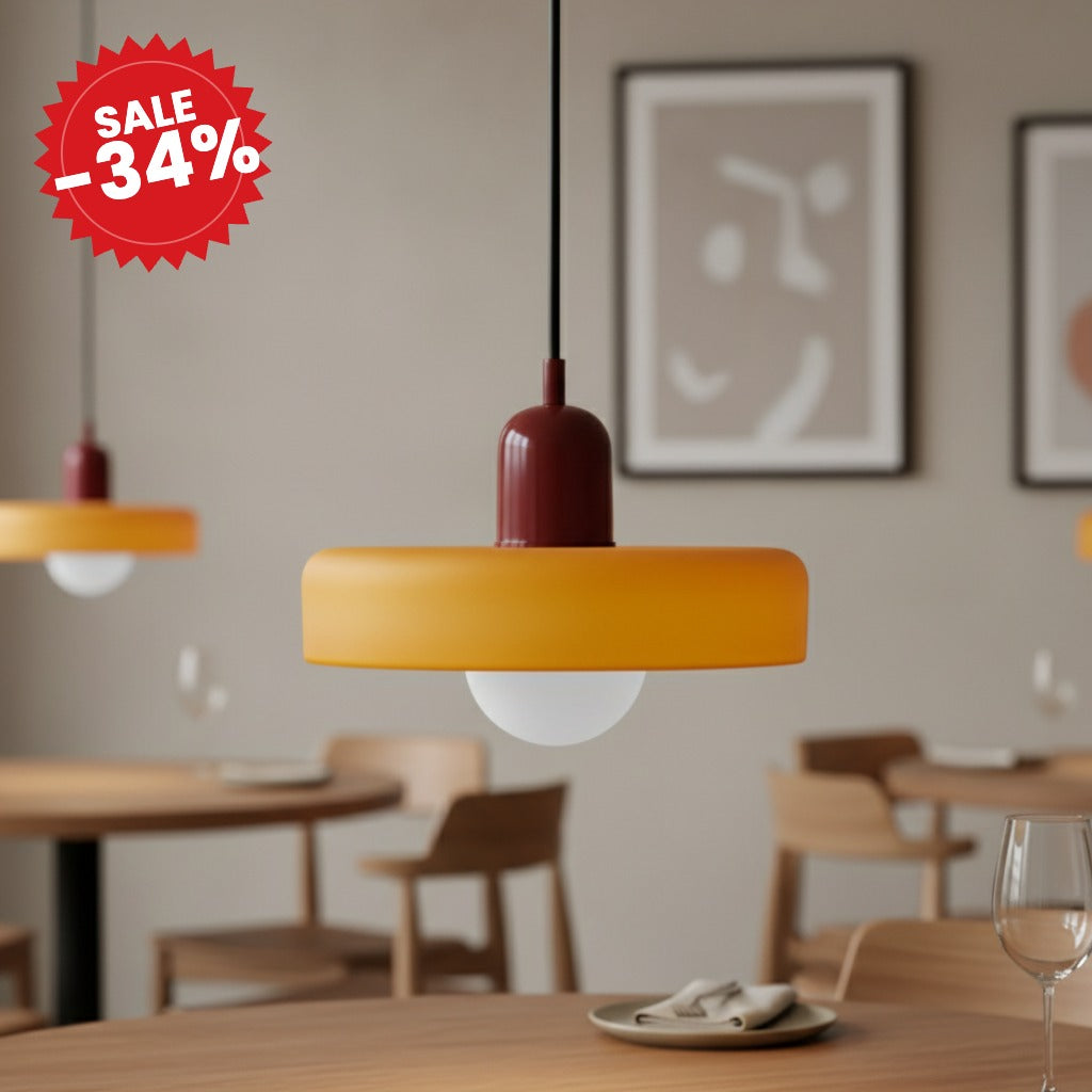 Modern Glass Pendant Light Bauhaus-Inspired Design with Colorful Shade - SALE -34%