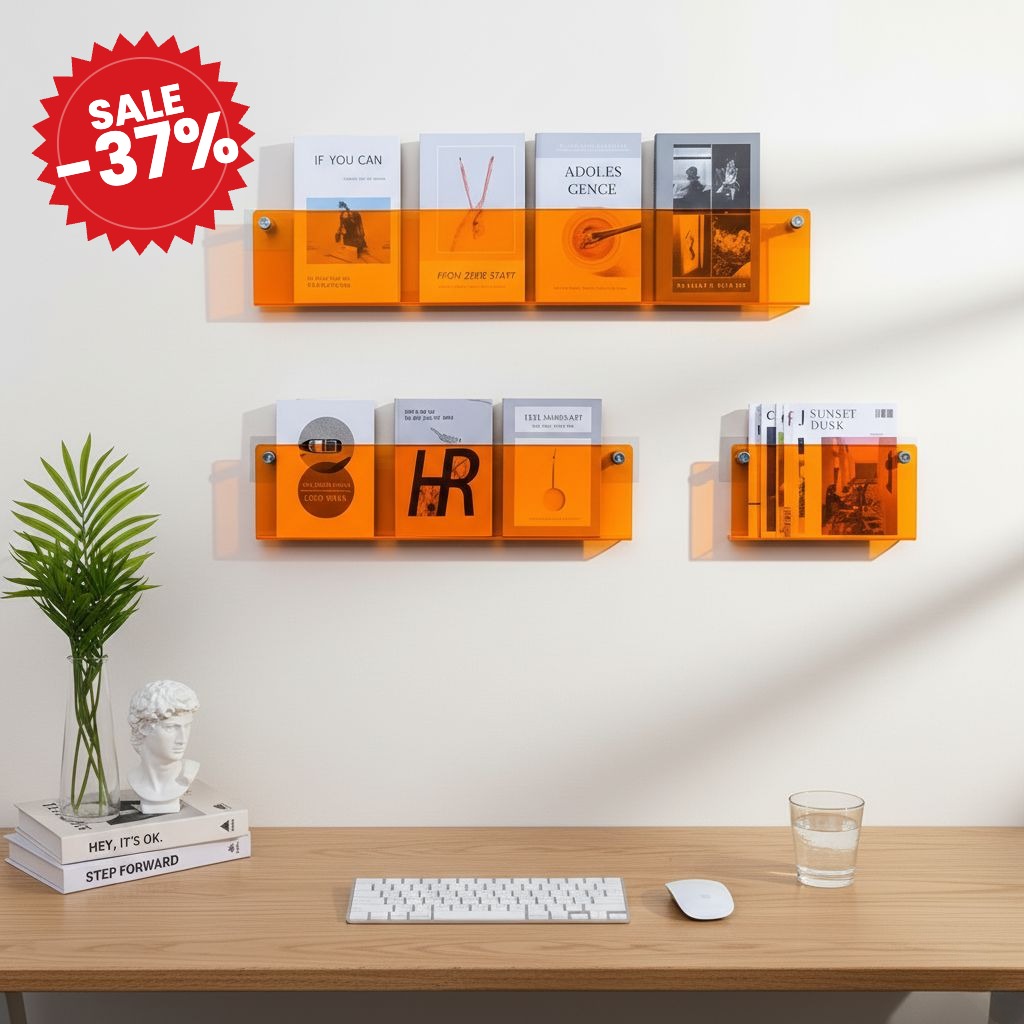 Acrylic Magazine Holder Wall-Mounted Shelf - SALE -37%
