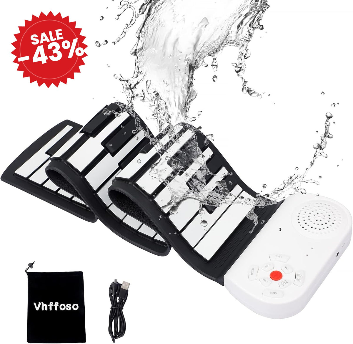 Portable Piano Keyboard Roll Up - SALE -43%