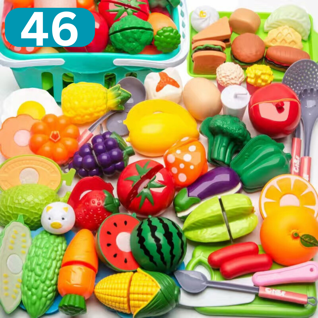 Kids Pretend Play Cuttable Fruit Vegetable Toy Set