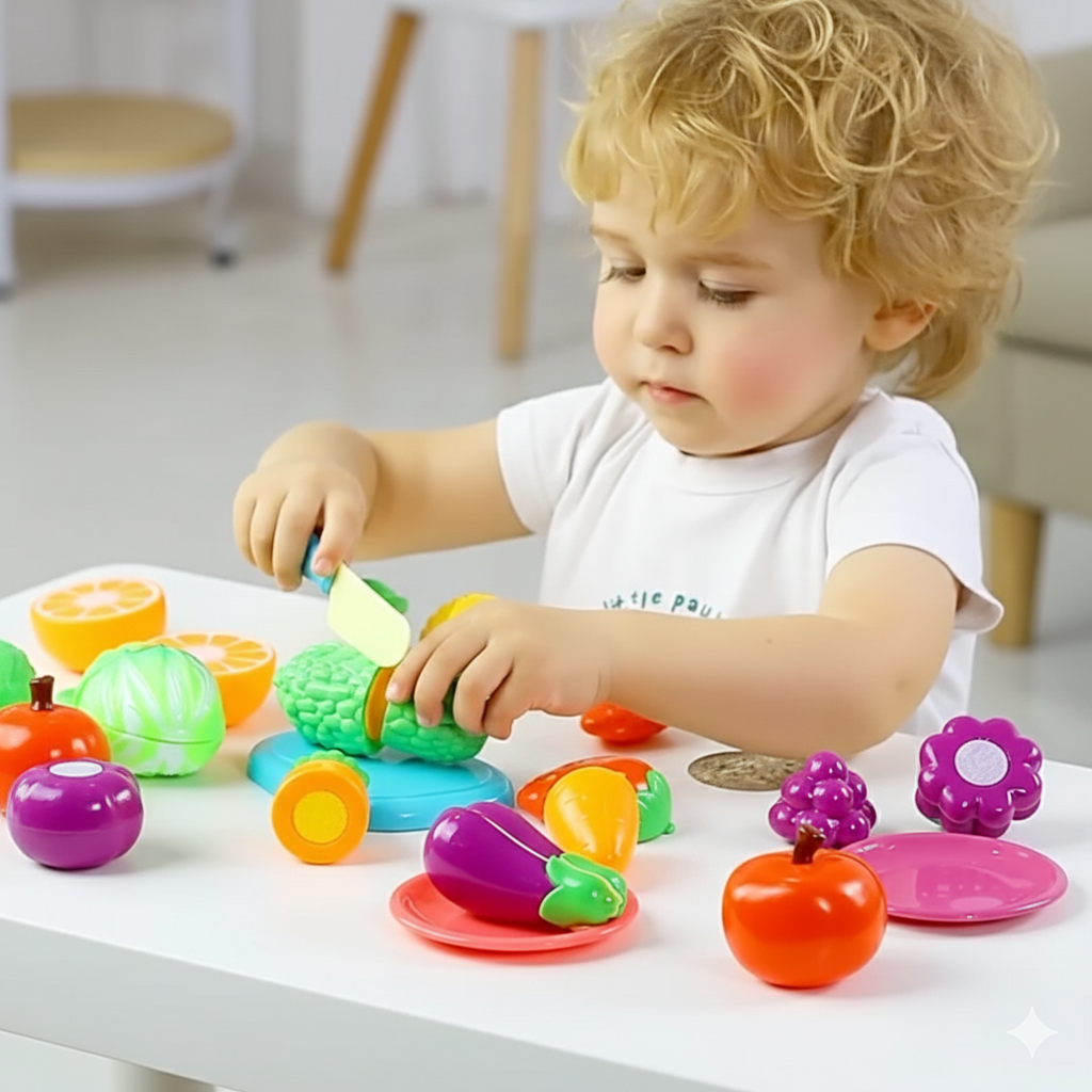 Kids Pretend Play Cuttable Fruit Vegetable Toy Set