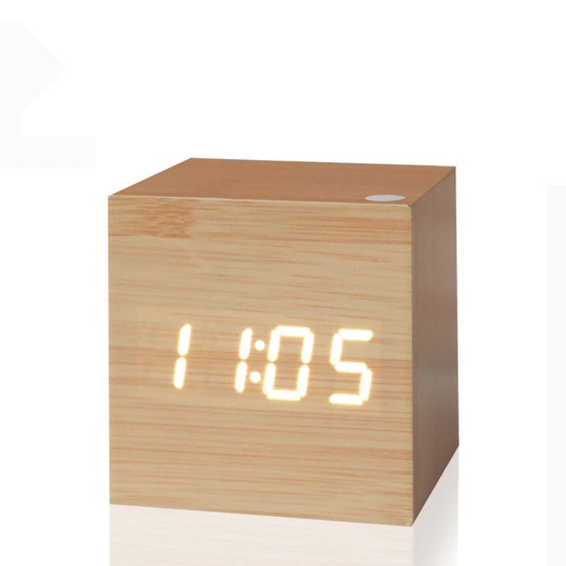 Cube | Digital Table Clock in Minimalist Wood Design