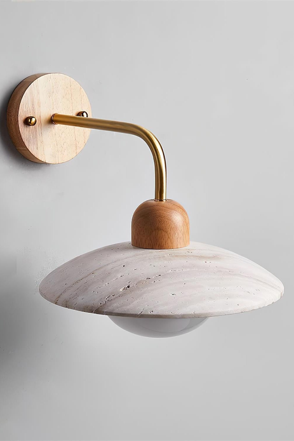 Japandi Travertine Disc Wall Light